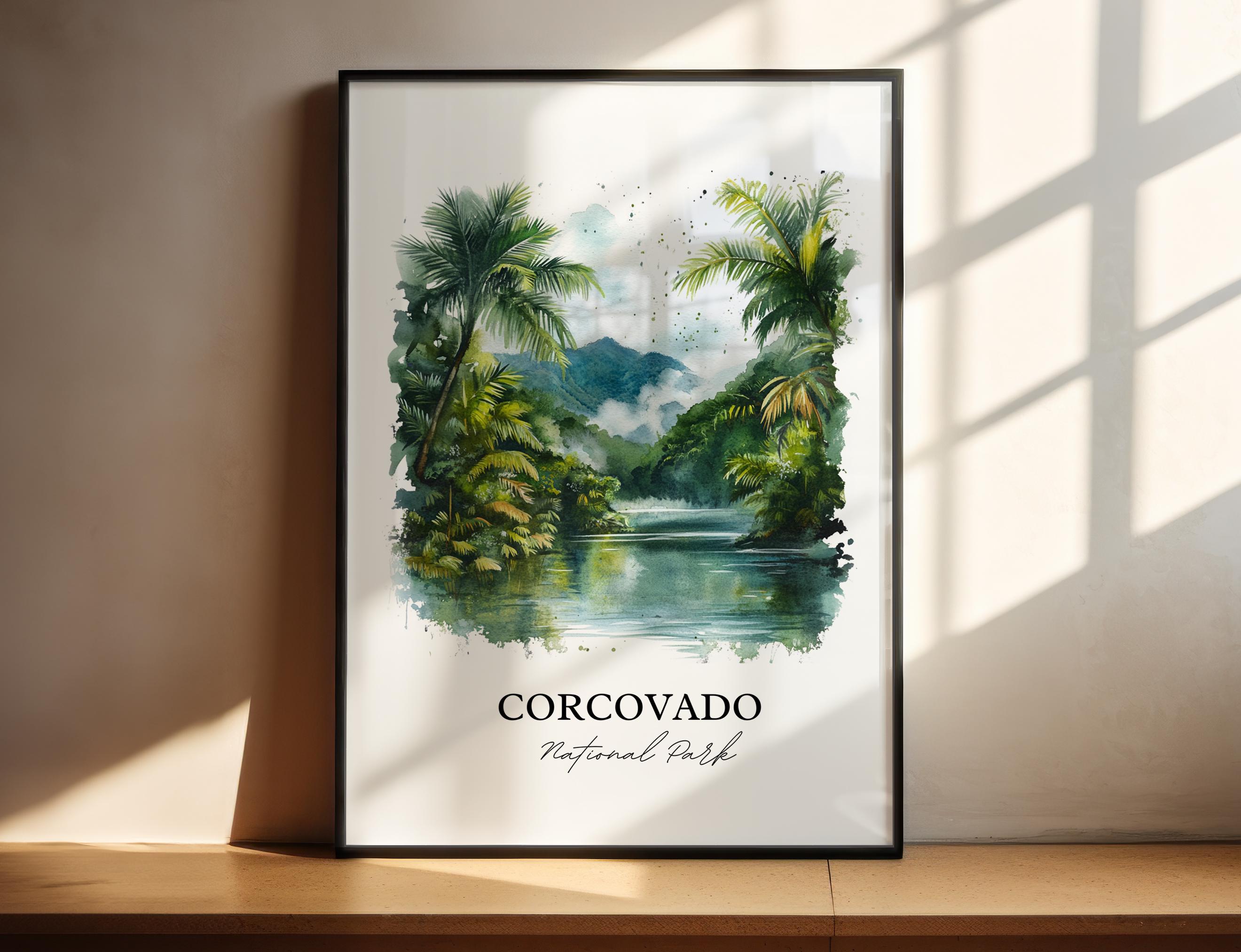 Corcovado Wall Art, Puntarenas Print, Costa Rica Watercolor, Corcovado National Park Gift, Travel Print, Travel Poster, Housewarming Gift
