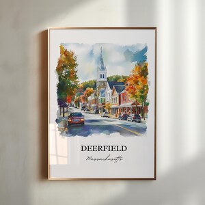 Deerfield MA Wandkunst, Deerfield MA Wandkunst, Deerfield MA Aquarellkunst, Deerfield MA Wandkunst, Reisedruck, Reiseplakat, Housewarminggeschenk