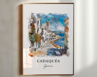Cadaques Wall Art, Cadaques Spain Print, Cadaques Watercolor, Cadaques Spain Gift, Spain Travel Poster, Housewarming Gift