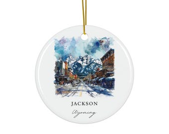 Enfeite Jackson WY: Lembrança exclusiva de Jackson Wyoming, decoração de Natal de Jackson e presente de Natal autêntico de Jackson Wyoming