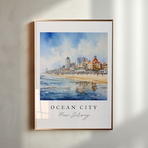 Ocean City NJ Reisekunst - New Jersey, Ocean City Poster, Hochzeitsgeschenk, Geburtstagsgeschenk, individueller Text, personalisiertes Geschenk