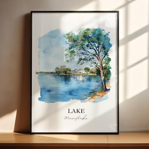 Lake Minnetonka Wall Art, Minneapolis Print, Minnesota Watercolor Art, Lake Minnetonka Gift, Travel Print, Travel Poster, Housewarming Gift