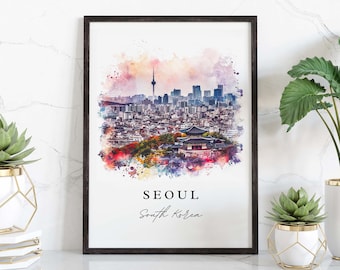 Seoul South Korea Print – Watercolor Cityscape Travel Art