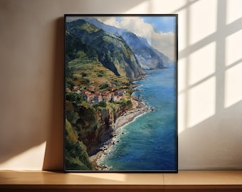 Madeira Portugal Watercolor Art Madeira Travel Print Portugal Artwork Madeira Decor Madeira Portugal Wall Art