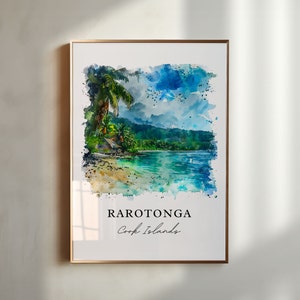 Rarotonga Wall Art, Rarotonga Print, Cook Islands Watercolor, Rarotonga Cook Islands Gift, Travel Poster, Housewarming Gift