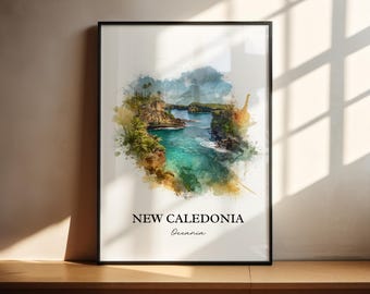 New Caledonia Wall Art, New Caledonia Print, Oceania Watercolor Art, New Caledonia Gift, Travel Print, Travel Poster, Housewarming Gift