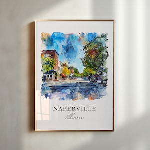 Naperville IL Wall Art, Naperville Illinois Print, Naperville Watercolor, Illinois Town Gift, Travel Poster, Housewarming Gift
