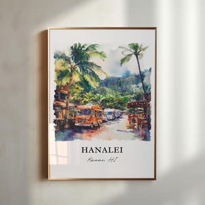 Hanalei Wall Art, Kauai Hawaii Print, Hanalei Watercolor Art, Kauai Gift, Travel Print, Travel Poster, Housewarming Gift