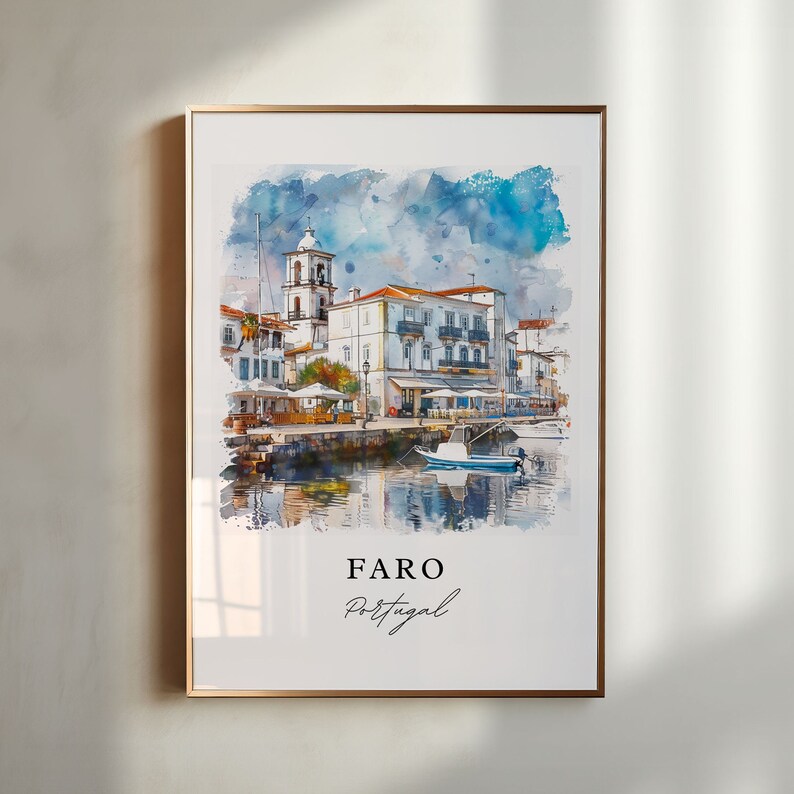 Faro Portugal Wall Art, Portugal Print, Faro Wall Art, Faro Portugal Gift, Faro Travel Print, Travel Poster, Travel Gift, Housewarming Gift image 1