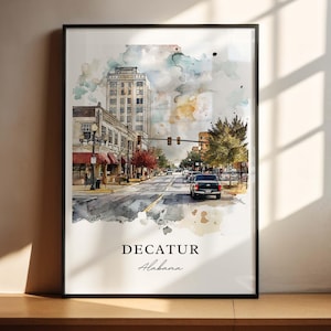 Decatur AL Wall Art, Decatur Alabama Print, Decatur Watercolor Art, Decatur Alabama Gift, Travel Poster, Housewarming Gift