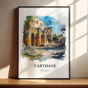 Carthage Wall Art, Tunisia Print, Tunisia Watercolor Art, Carthage Tunisia Gift, Travel Print, Travel Poster, Housewarming Gift