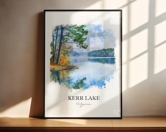 Kerr Lake VA Wall Art, Mecklenburg County Print, Boydton Virginia Art, Kerr Lake Gift, Travel Print, Travel Poster, Housewarming Gift