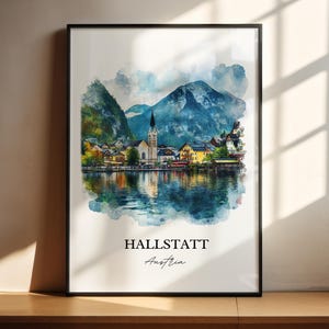 Hallstatt Wall Art, Salzkammergut Print, Austria Watercolor Art, Hallstatt Austria Gift, Travel Print, Travel Poster, Housewarming Gift