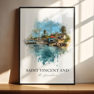 Saint Vincent and the Grenadines Art, Caribbean Print, Saint Vincent Art, Saint Vincent Gift, Travel Print, Travel Poster, Housewarming Gift