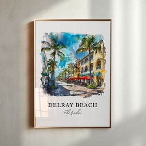 Delray Beach FL Art, Delray Beach Print, Delray Beach Watercolor, Delray Beach Florida Gift, Travel Poster, Housewarming Gift