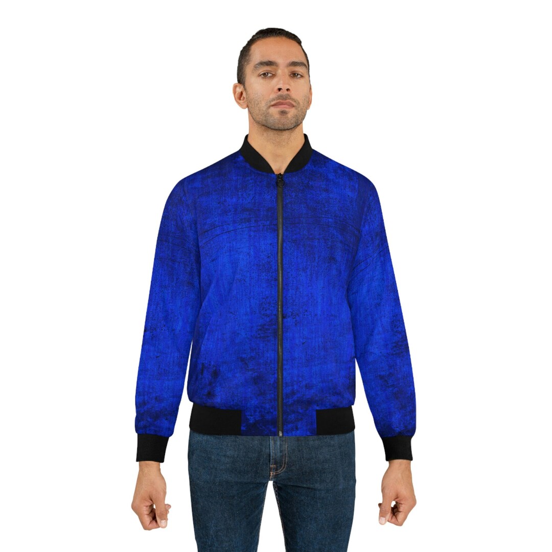 Men's Blue Grunge Bomber Jacket Men's Bomber Jacket Men's Jacket Grunge
