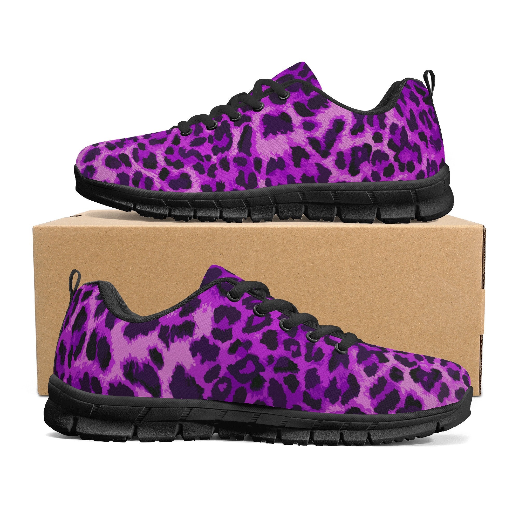 Steen sigaret passend Women's Sneakers Purple Leopard Print Womens Running Shoes - Etsy