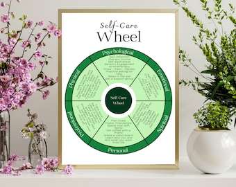 Self-Care Wheel Printable | Wheel of Life | Mental Health Digital Download | School Counselor Office Art |  Therapist Tool