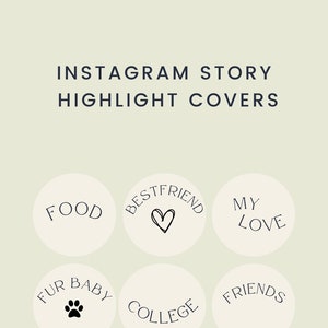 May include: A set of 12 Instagram story highlight covers with various themes, including food, best friend, my love, fur baby, college, friends, life, family, date night, quotes, travel, and me.