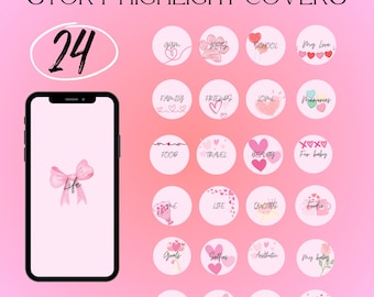 Pink Hearts Valentine’s Instagram Story Highlight Covers – Instant Digital Download | Girly Coquette Feminine Pretty Aesthetic Icons IG