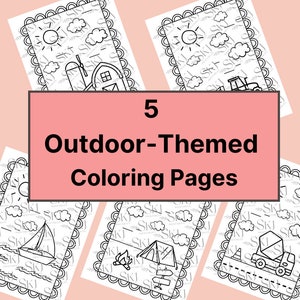 IMPRIMÍVEL Páginas para colorir com tema ao ar livre para meninos e meninas - Download digital de páginas para colorir para crianças - Páginas para colorir para crianças