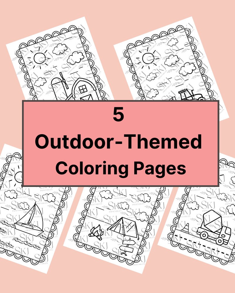 PRINTABLE Outdoor Themed Coloring Pages for Boys and Girls - Etsy