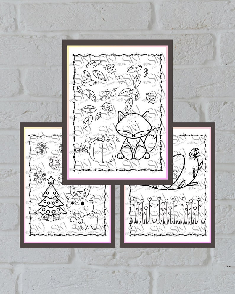 PRINTABLE Seasonal Coloring Pages for Boys and Girls Digital Download
