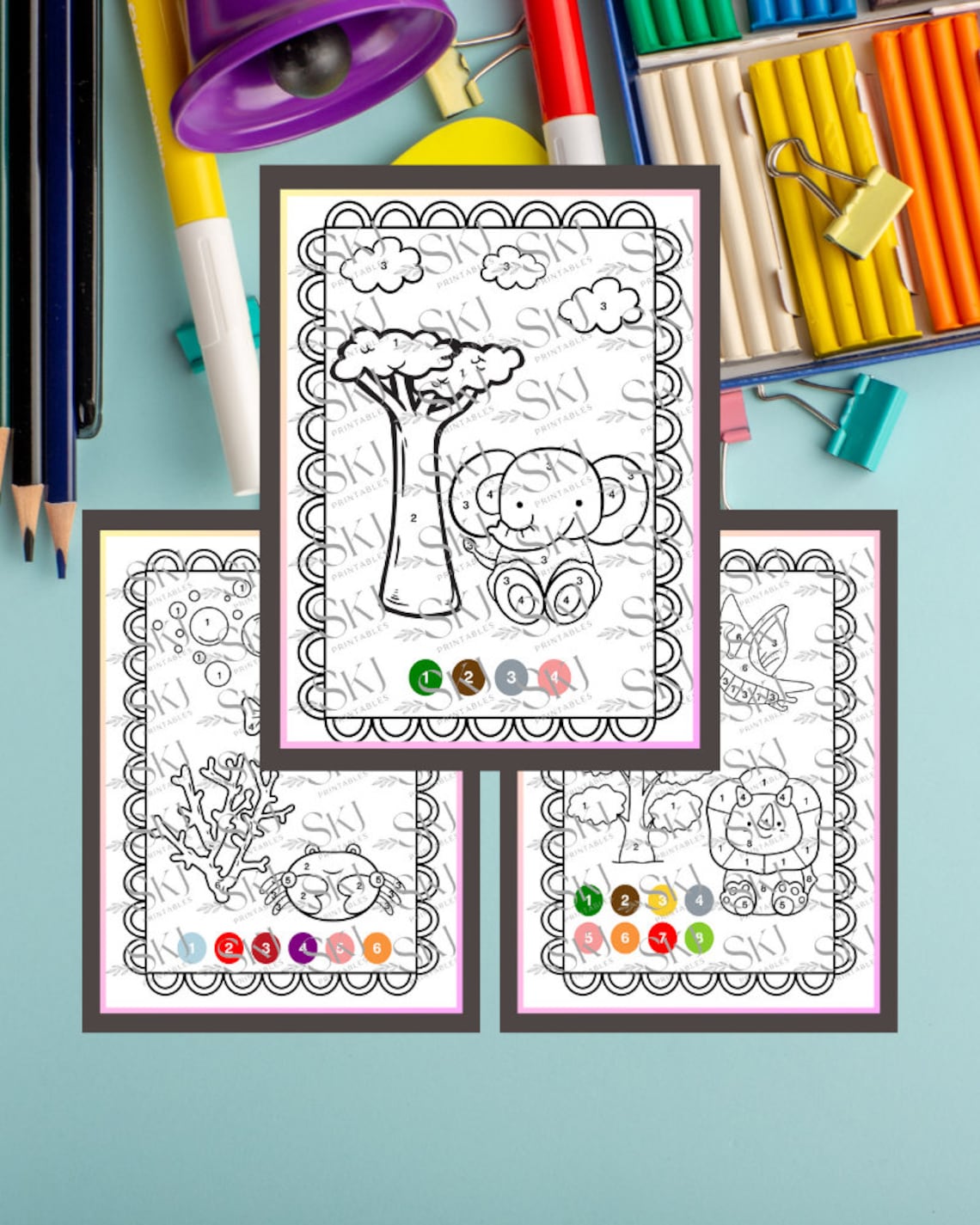 PRINTABLE Color by number Coloring Pages for Boys and Girls Digital