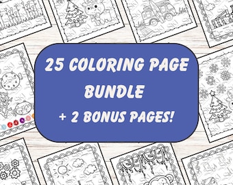PRINTABLE BUNDLE Coloring Pages for Boys and Girls - Digital Download Coloring Pages - Coloring Pages for Kids - Coloring Pages for Adults