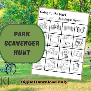 PRINTABLE Scavenger Hunt at the Playground, Game for Kids, Outdoor Learning Fun, Outdoor Game for Summer Fun, Park Day Scavenger Hunt