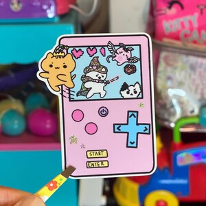 Cat Gaming Glitter Sticker: Diecut Waterproof Vinyl sticker