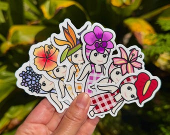 Sonny Angel palaka with pua sticker set version 2 - set of 6 cute vinyl decals