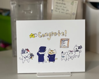 Cat "Congratulations" Card - cute cat card, card for cat lovers, congratulations for any occasion