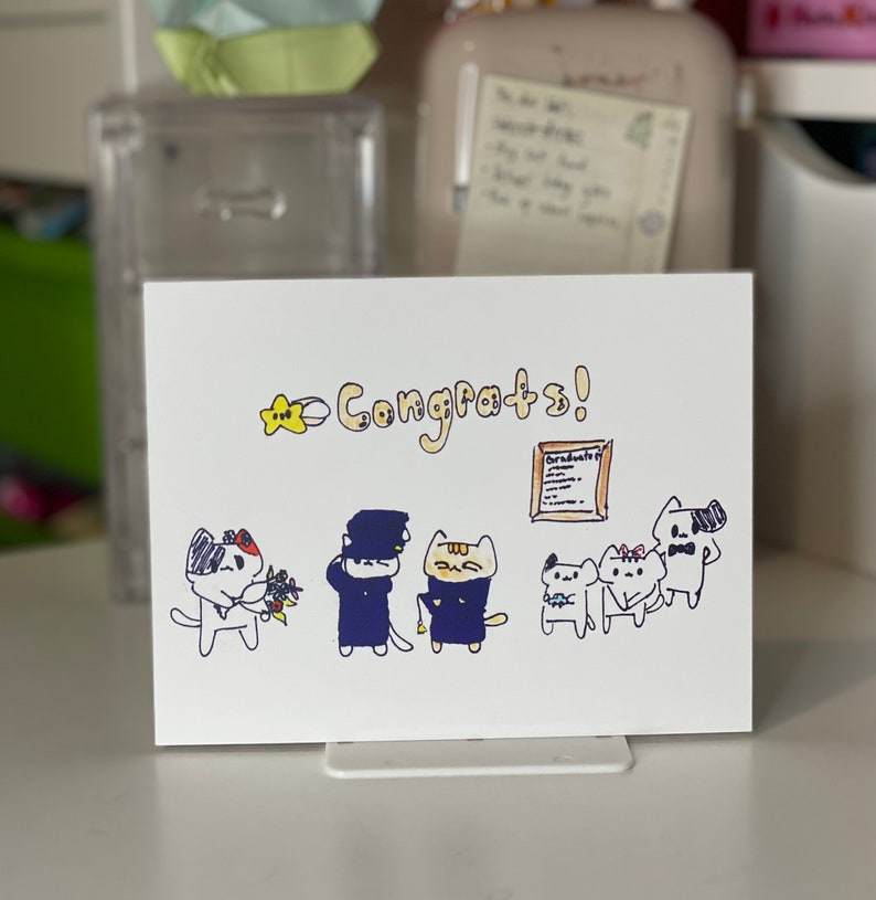 Cat Congratulations Card cute cat card, card for cat lovers, congratulations for any occasion image 1