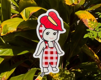 Sonny Angel palaka with pua sticker - red anthurium waterproof vinyl kawaii sticker