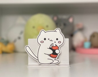 Cat Spam Musubi sticker - diecut waterproof vinyl sticker