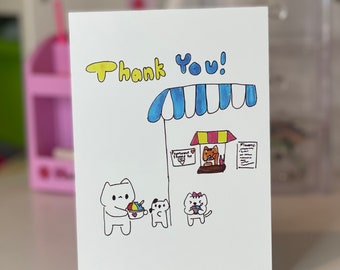 Cat Thank You Card – Shave Ice Illustration