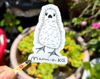 Manu-O-Ku sticker - diecut vinyl waterproof sticker for bird and animal lovers