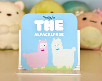 Alpacalypse Mirror Sticker: Funny Animal Lover Vinyl Decal