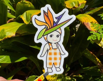Sonny Angel palaka with pua sticker - orange bird of paradise waterproof vinyl kawaii sticker