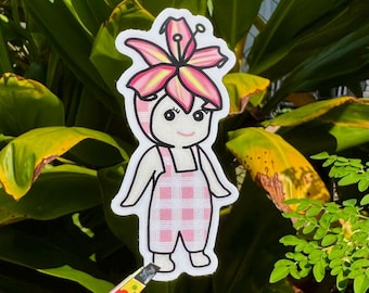 Sonny Angel palaka with pua sticker - pink lily waterproof vinyl kawaii sticker