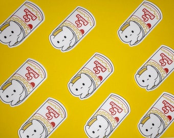 Cat "Cup Noodle" sticker - diecut waterproof vinyl sticker