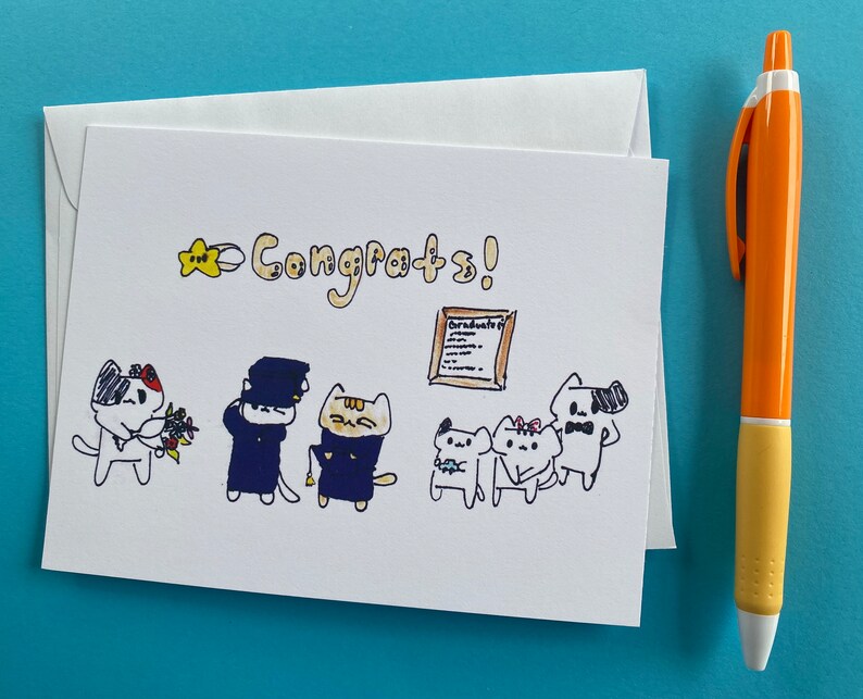 Cat Congratulations Card cute cat card, card for cat lovers, congratulations for any occasion image 3