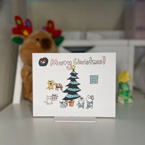 Cat &quot;Merry Christmas!&quot; card - Christmas card for cat lovers, adults, children, cute whimsical card