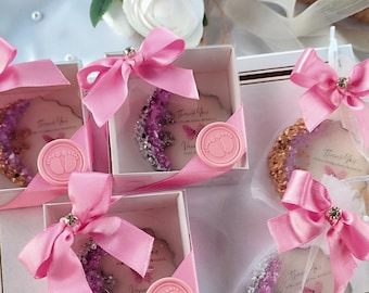 Gepersonaliseerde baby shower magneet gunst - luxe baby shower aandenken - aangepaste baby shower magneet cadeau - roze baby shower gunst
