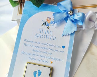 Gepersonaliseerde chocoladebedankjes voor babyshower • Aangepaste naam blauwe babyshowercadeau • Bedankjes babyfeestje • Doopbedankjes • Doopbedankjes