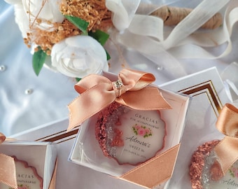 Gepersonaliseerde Sweet 16 Favor – Luxe handgemaakt harscadeau, elegante gastherinnering, op maat gemaakte bedankdoosje!