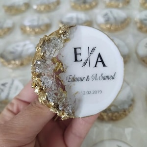 Personalized Magnet Favor for Guest, Epoxy Magnet With Box, Wedding Favor for Guest, Magnet With Dry Flower, Islamic Gift, Bridal Gift