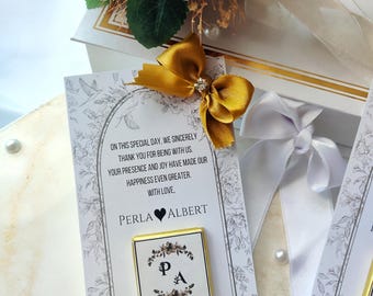 Gepersonaliseerde chocoladebedankje voor bruiloft | Elegant gepersonaliseerd bedankcadeau voor gasten | Luxe huwelijkssouvenir