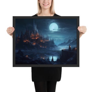 Beautiful Hidden Kingdom in Darkness - Enhanced Matte Paper Framed Poster, art kingdom, art city